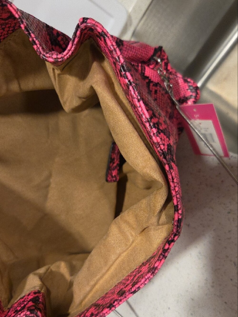 Sassy Jones Hot Pink & Black Snakeskin Crossbody Bag - Picture 10 of 10